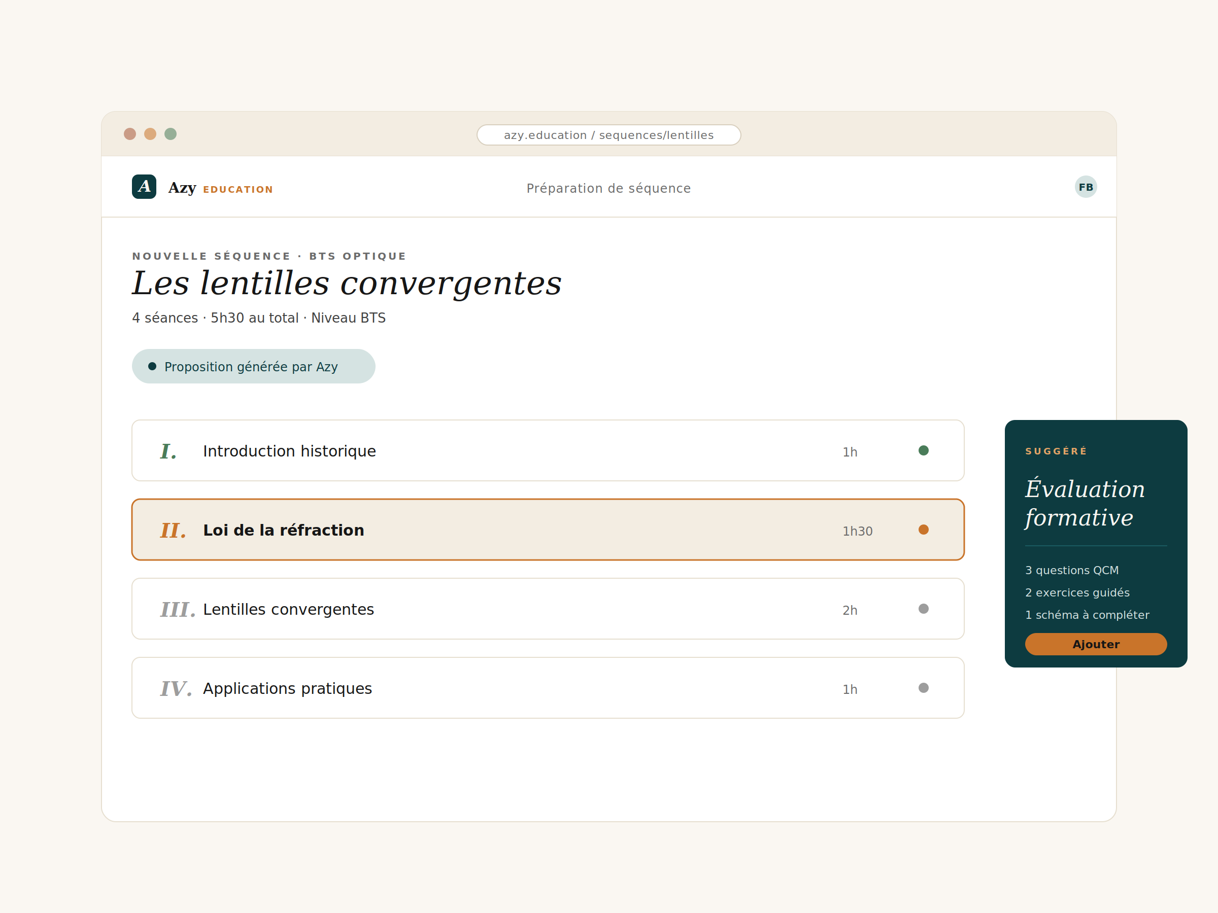Interface d'aide à la préparation de cours